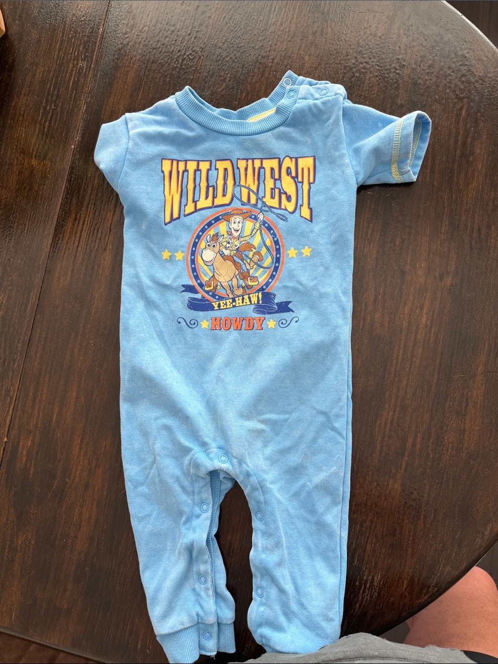 Disney Blue Wild West 'Howdy' One-Piece Footie